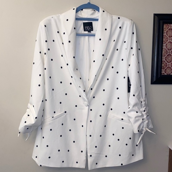 Boom Boom Jeans Jackets & Blazers - Boom Boom Jeans White Polka Dot Women's Blazer 🆕